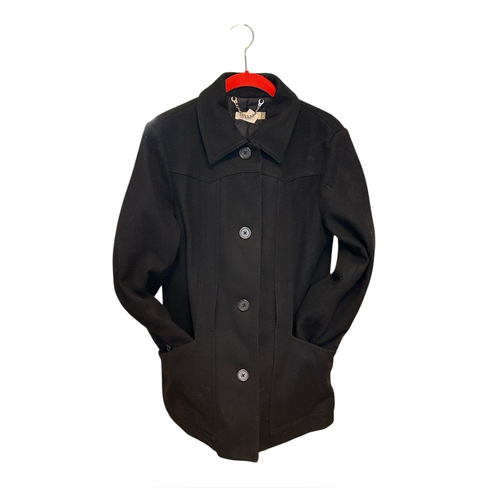 J Crew Womens Wool Blend Pea Coat Jacket Black Small Button Up Pockets